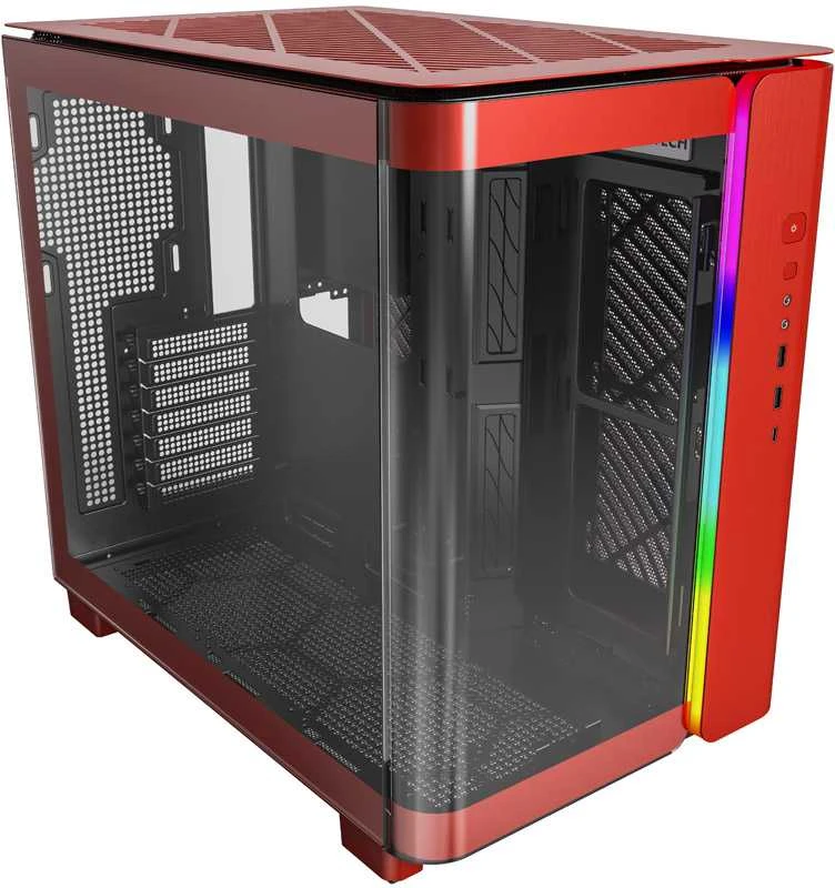 Montech KING 95 Midi-Tower, Tempered Glass, ARGB – raudonos spalvos