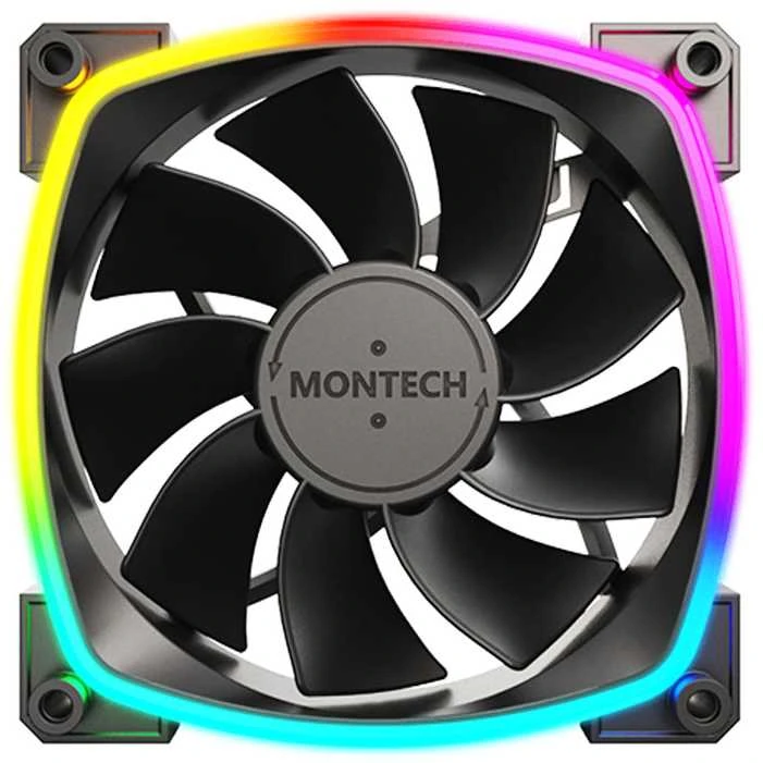 Montech RX120 PWM ARGB Reverse korpuso ventiliatorius – 120mm, juodos spalvos