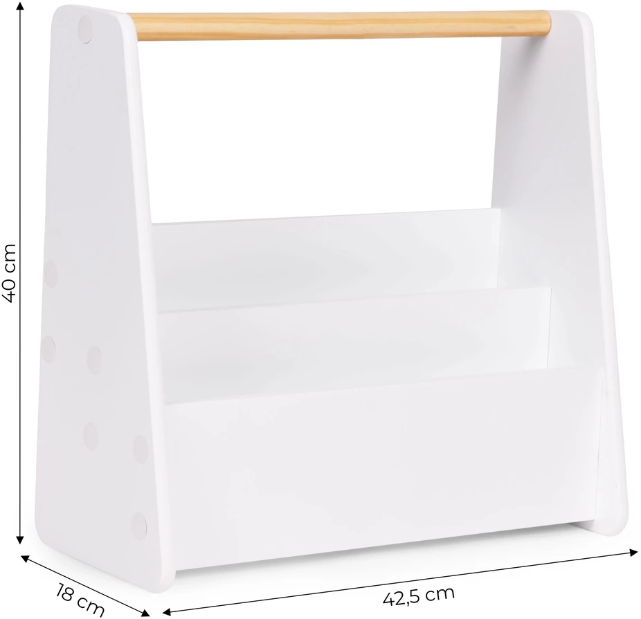 Montessori vaikiška knygų lentyna, 3 aukštų knygų stovas-organizeris, balta ECOTOYS