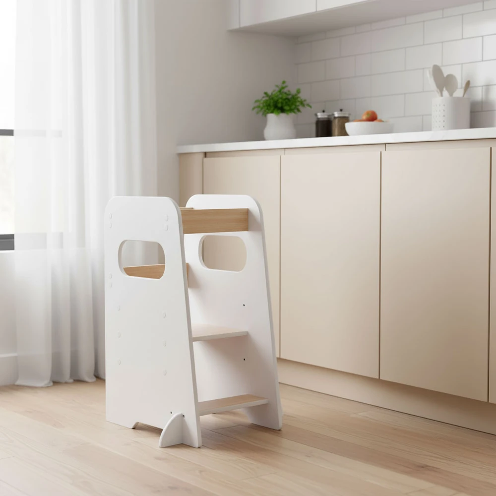 Montessori virtuvės pagalbininkas, reguliuojamas vaikiškas laiptelis-kėdutė ECOTOYS