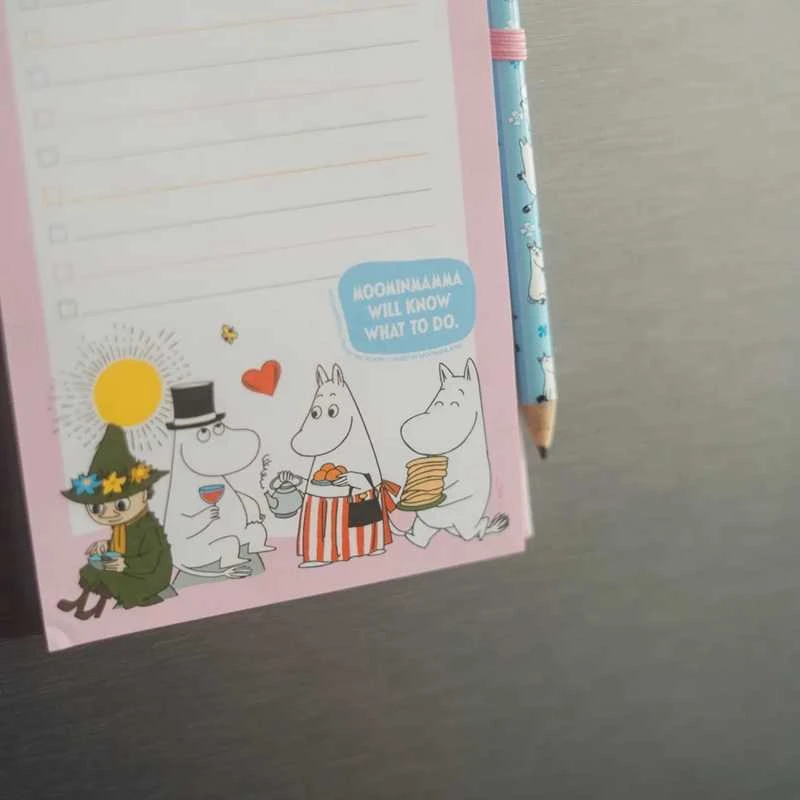Disney Muminai - magnetinis užrašų knygelė / pirkinių sąrašas šaldytuvui + pieštukas (10 x 21 cm)
