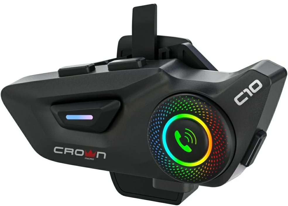 Motorcycle intercom Crown C10 Bluetooth 5.3 juodos spalvos