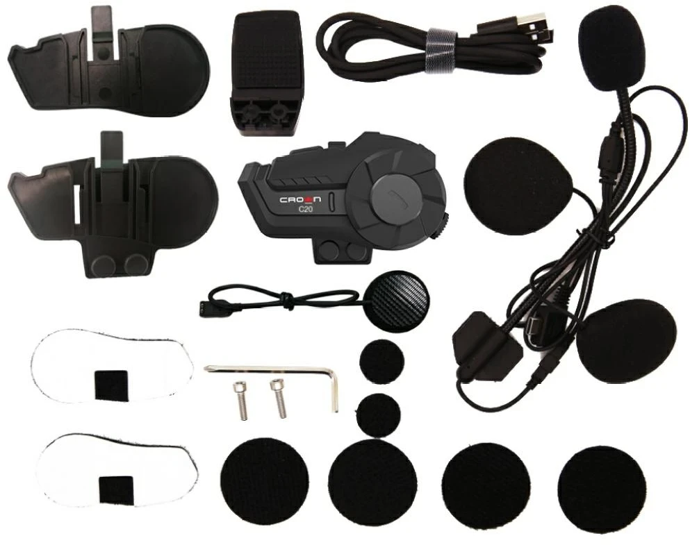 Motorcycle intercom Crown C20 Bluetooth 5.1 juodos spalvos