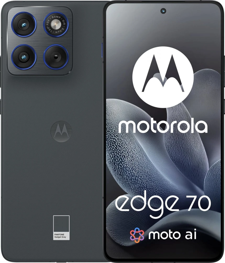 „Motorola Edge 70“ 6,7 colio dviguba SIM kortelė, „Android 16“, USB C tipo, 12 GB, 512 GB, 4800 mAh, pilka