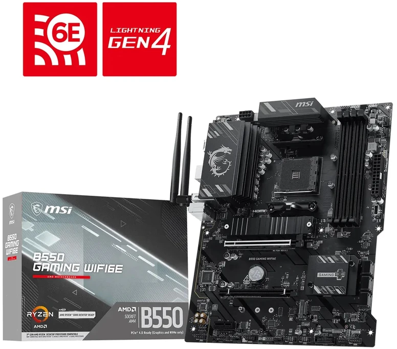 MSI B550 GAMING WIFI6E pagrindinė plokštė AMD B550 AM4 lizdas