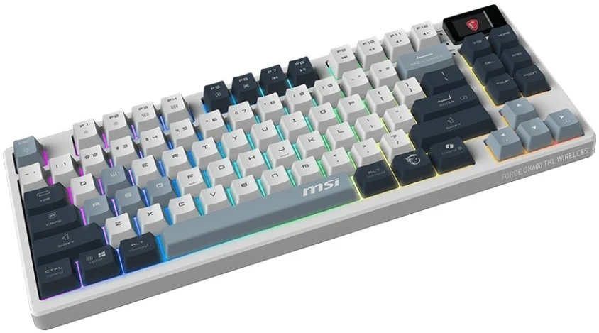 MSI FORGE GK600 TKL WIRELESS SKY klaviatūra Žaidimams USB + Bluetooth QWERTY Anglų (JK) Mėlyna, Balta