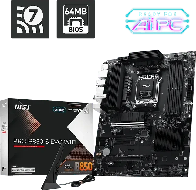 Pagrindinė plokštė MSI PRO B850-S EVO WIFI AM5 ATX MB