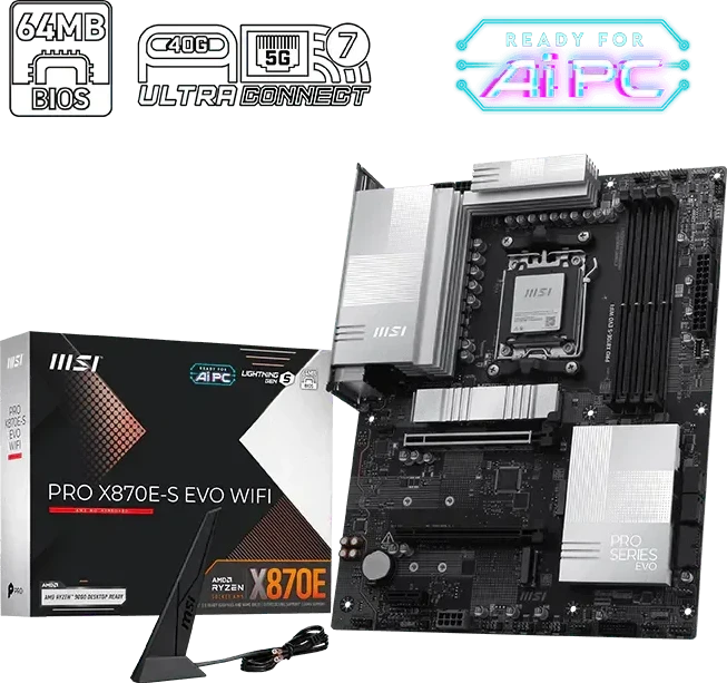 Pagrindinė plokštė MSI PRO X870E-S EVO WIFI AM5 ATX MB
