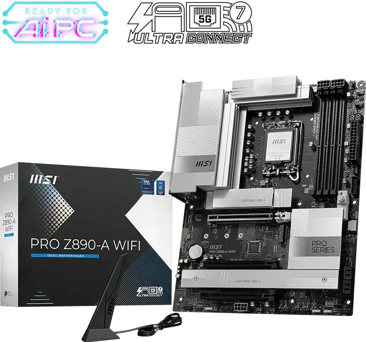 MSI PRO Z890-A WIFI pagrindinė plokštė Intel Z890 LGA 1851 (Socket V1) ATX