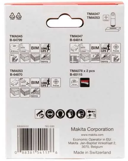 Grąžtas Makita MULTITOOL priedų rinkinys Komplekte B-67511