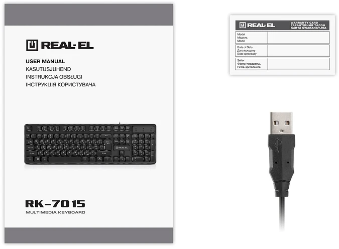 Multimedijos klaviatūra REAL-EL RK-7015 juodos spalvos