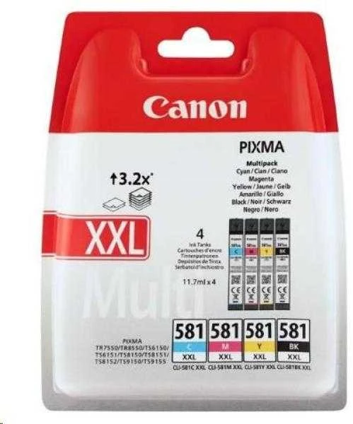 Canon CLI-581 C/M/Y/BK XXL rašalo kasetė, sudėtinė pakuotė