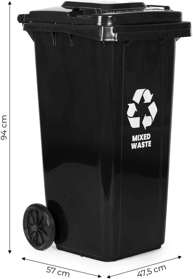 Multistore 2 šiukšliadėžių rinkinys 2x120L juodos rudos mišrioms atliekoms BIO su guminiais ratukais