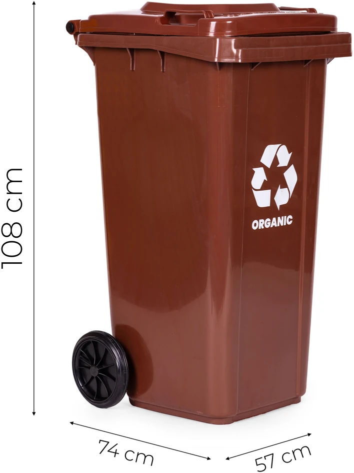 Multistore 2 šiukšliadėžių rinkinys 2x240L juodos rudos spalvos buitinėms atliekoms BIO su guminiais ratukais