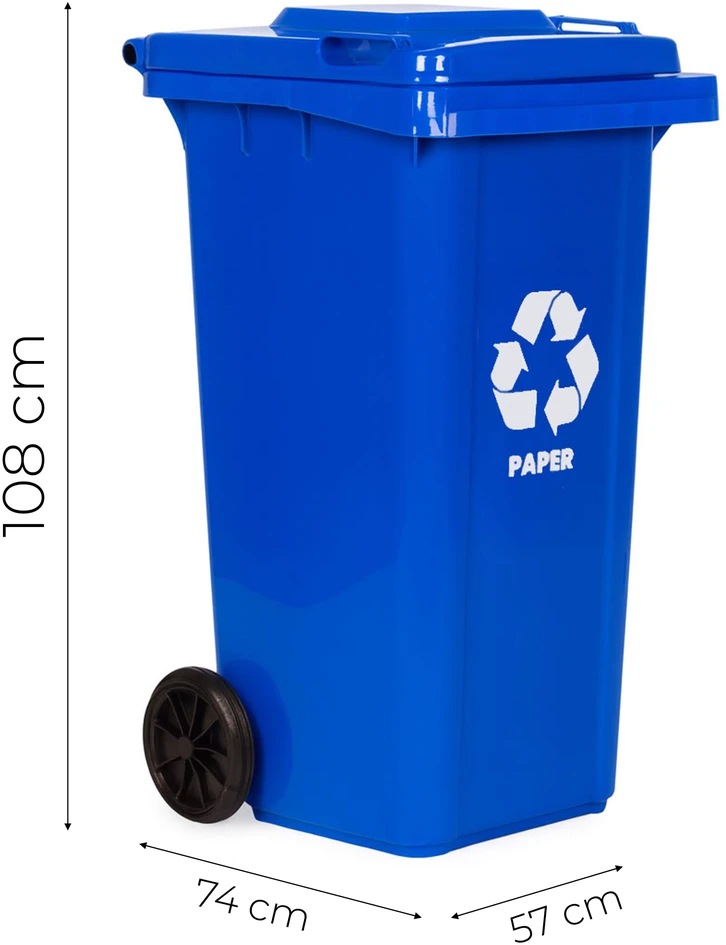Multistore 240L large wheelie bin with rubber wheels – mėlynas for paper waste