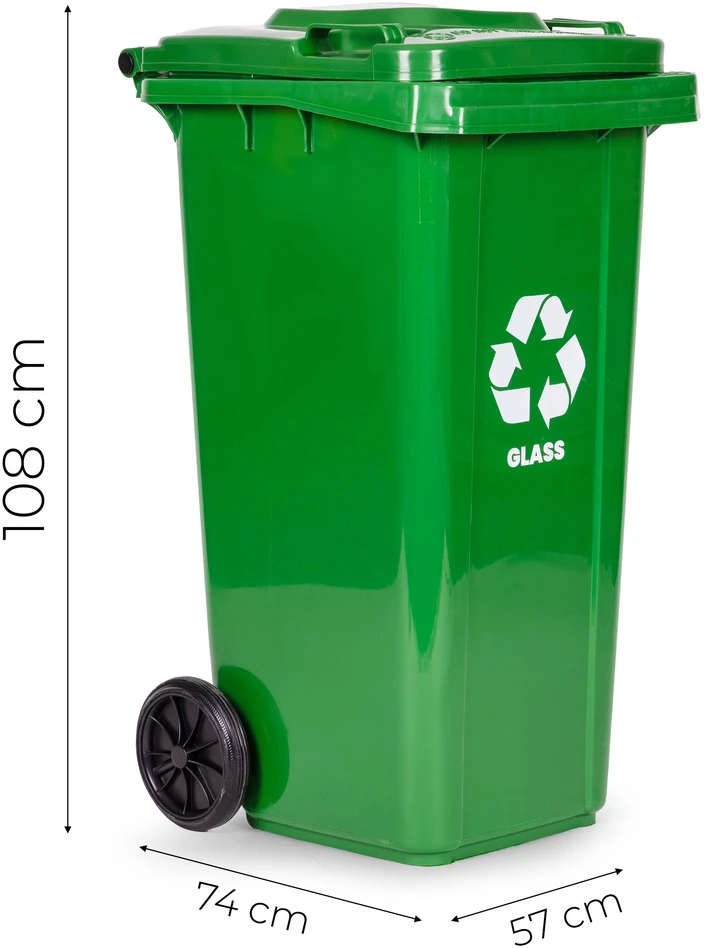 Multistore 240L large wheelie bin with rubber wheels – yellow for plastikas waste