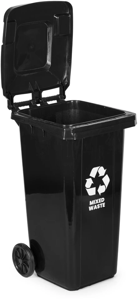Multistore 240L Large Wheelie Bin with Rubber Wheels – Juodas for Mixed Waste