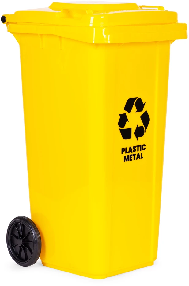 Multistore 3 šiukšliadėžių rinkinys 3x120L mėlyna žalia geltona popieriui stiklui plastikui su guminiais ratukais