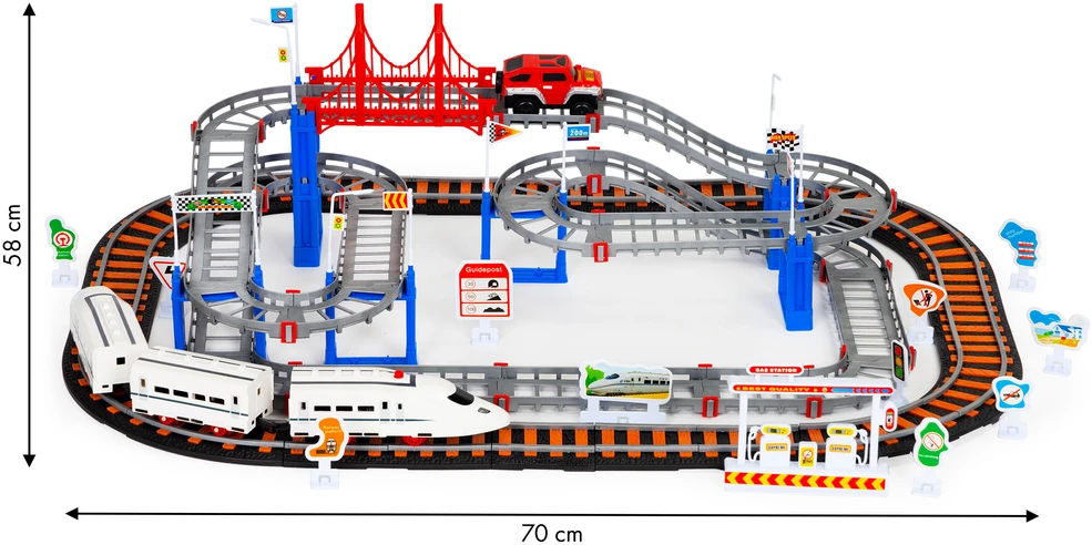 Multistore Baterijomis valdoma automobilių trasa City 2 trasos, 108 dalys