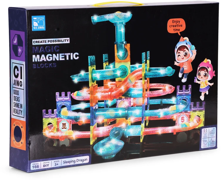 Multistore Magnetinis LED rutuliukų trasos konstravimo rinkinys, 166 dalys