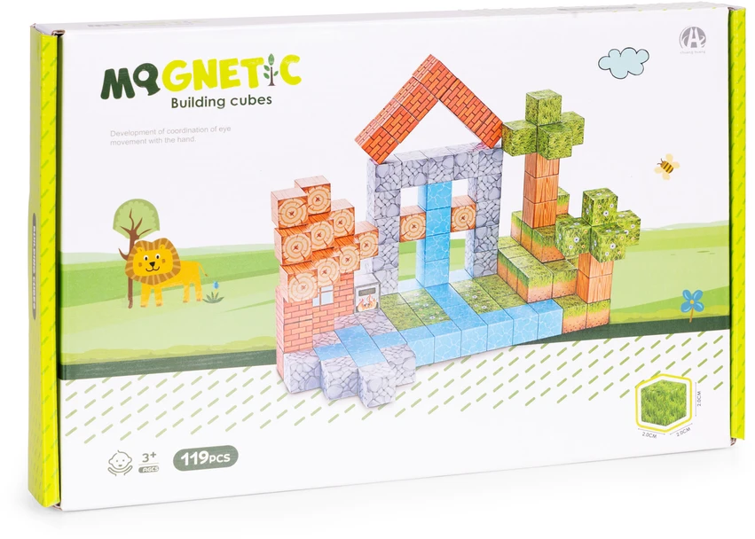 Multistore Magnetinių konstruktorių rinkinys vaikams, 119 dalių kaladėlės