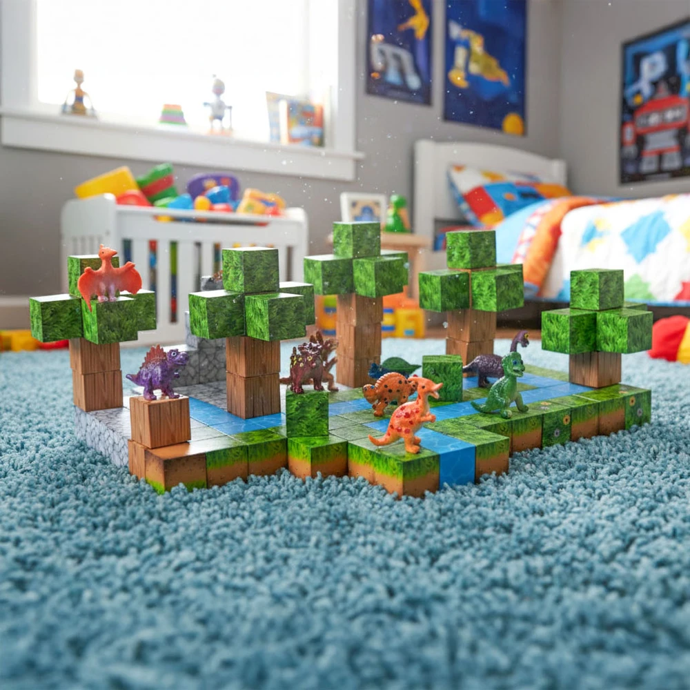 Multistore Magnetinių konstruktorių rinkinys vaikams 142 dalių kaladėlės dinozaurai