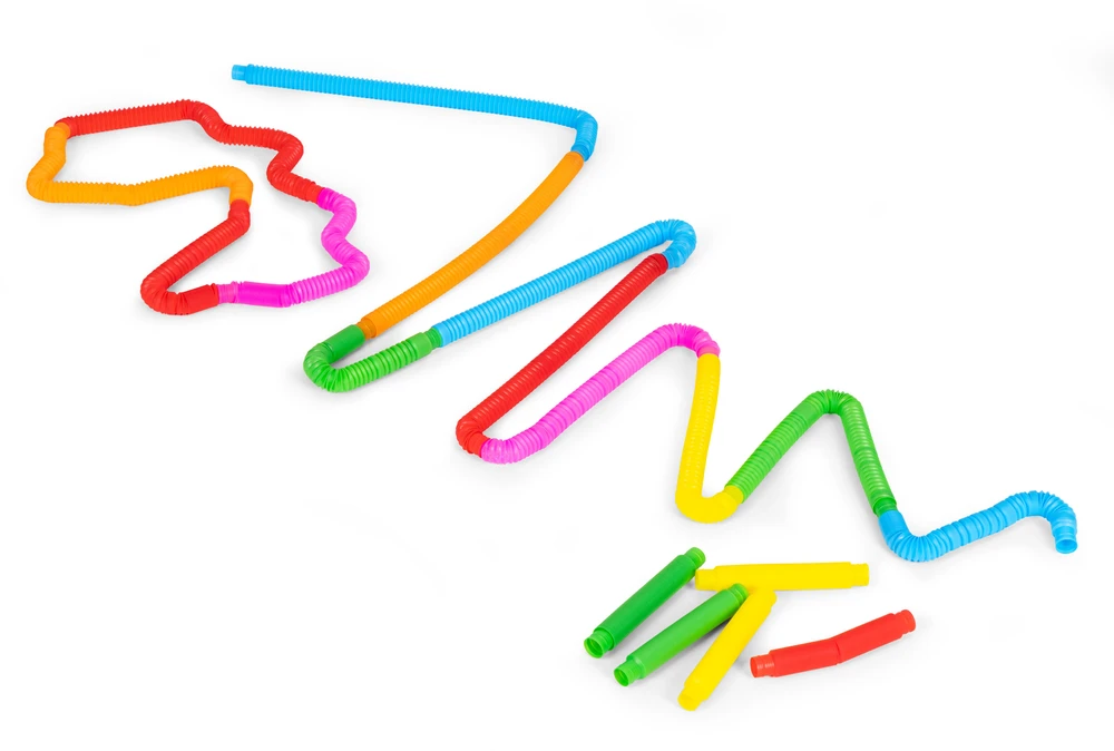 Multistore Spalvingi sensoriniai „Pop“ vamzdeliai vaikams 60 vnt.