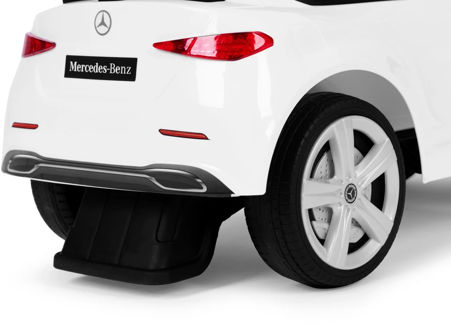 Multistore Vaikiška stumdomoji mašinėlė Mercedes C klasė su interaktyviu vairu ir garsais, balta