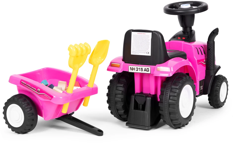 Multistore Traktorius su priekaba vaikams, interaktyvus vairas, garsai, rožinis