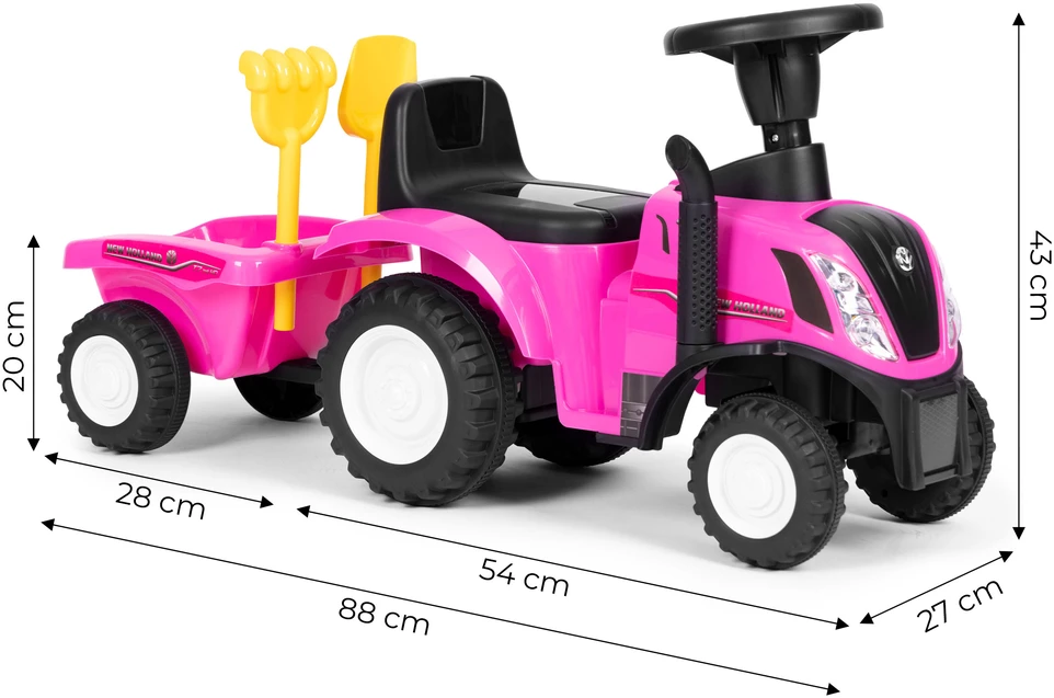 Multistore Traktorius su priekaba vaikams, interaktyvus vairas, garsai, rožinis