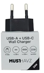 Musthavz to Go 2 Port PD Charger USB-A + USB-C 20W