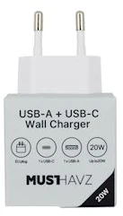 Musthavz to Go 2 Port PD Charger USB-A + USB-C 20W