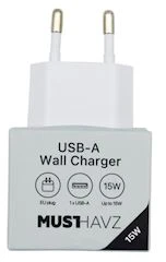 Musthavz to Go USB-A Charger 15W, baltas