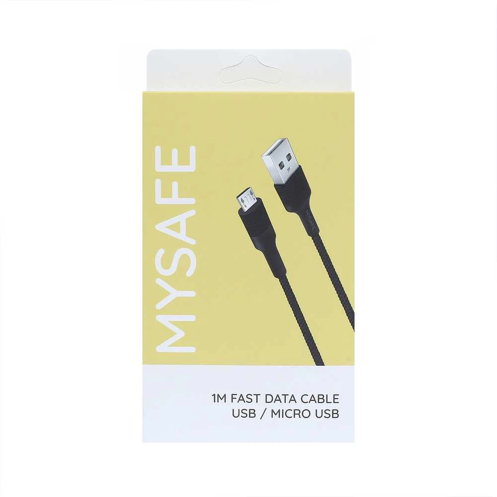 MYSAFE CABLE CL1M MICRO USB 1M Juodas
