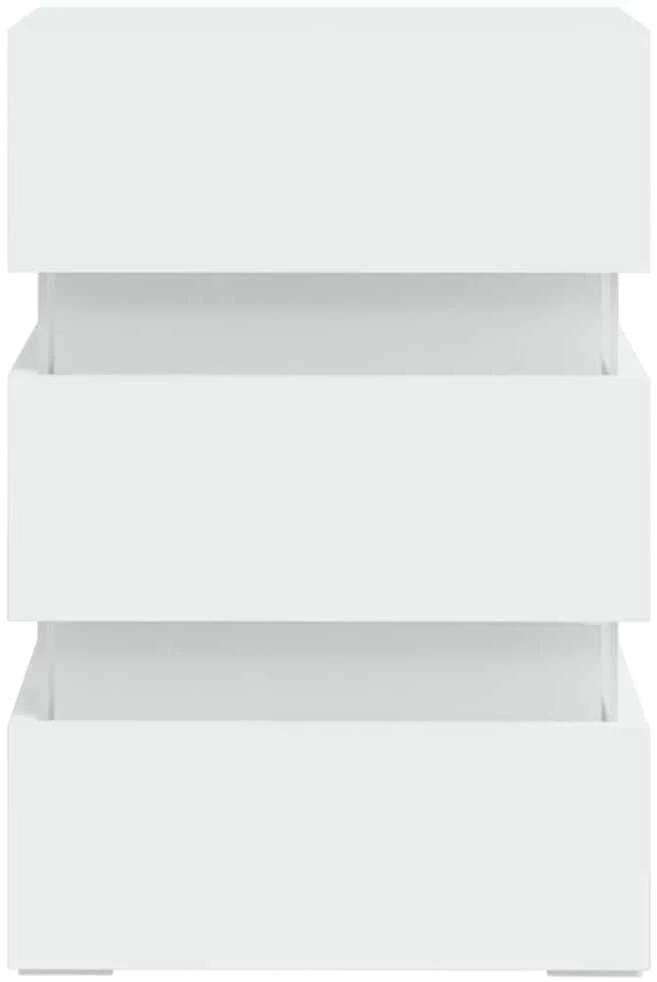 Naktinė spintelė su LED apšvietimu, balta, 45x35x67cm, mediena