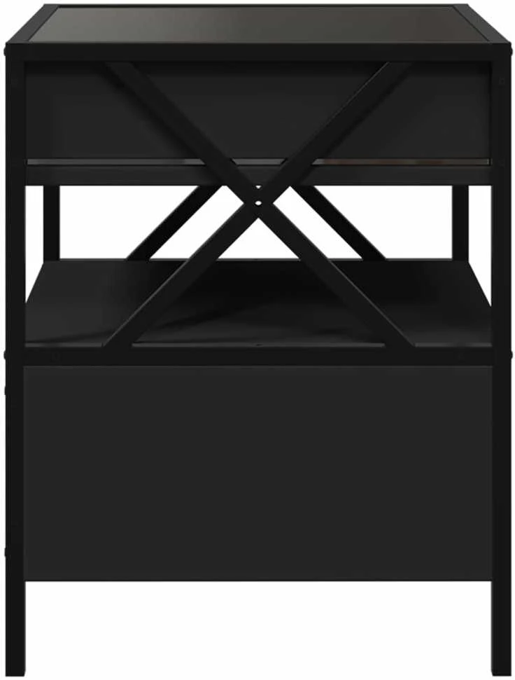 Naktinis staliukas su Infinity LED, juodas, 40x40x51cm