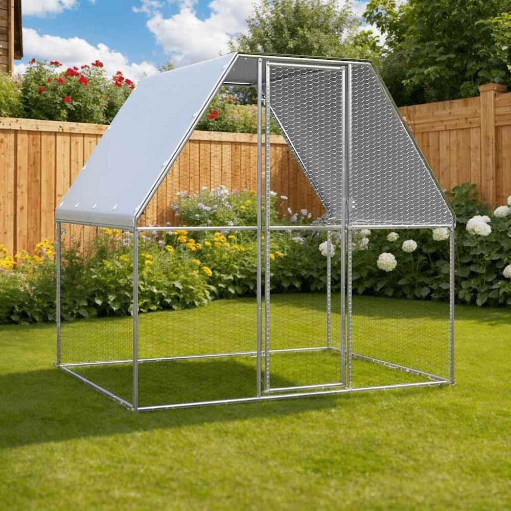 Narvas viščiukams, sidabrinis ir pilkas, 2x2x2m, plienas