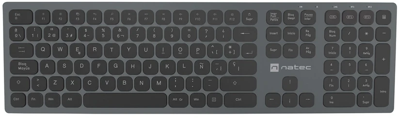 NATEC NKL-1830 klaviatūra Universalus RD belaidis ryšys + „Bluetooth“ QWERTY Ispanas Juoda, Pilka