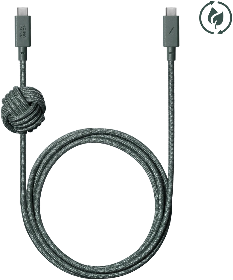Native Union Anchor Cable 240W - kabelis USB-C - USB-C, 3 m (žalias)