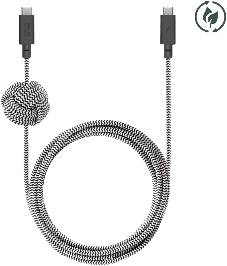 „Native Union Anchor“ kabelis 240 W – USB-C kabelis – USB-C, 3 m (zebras)