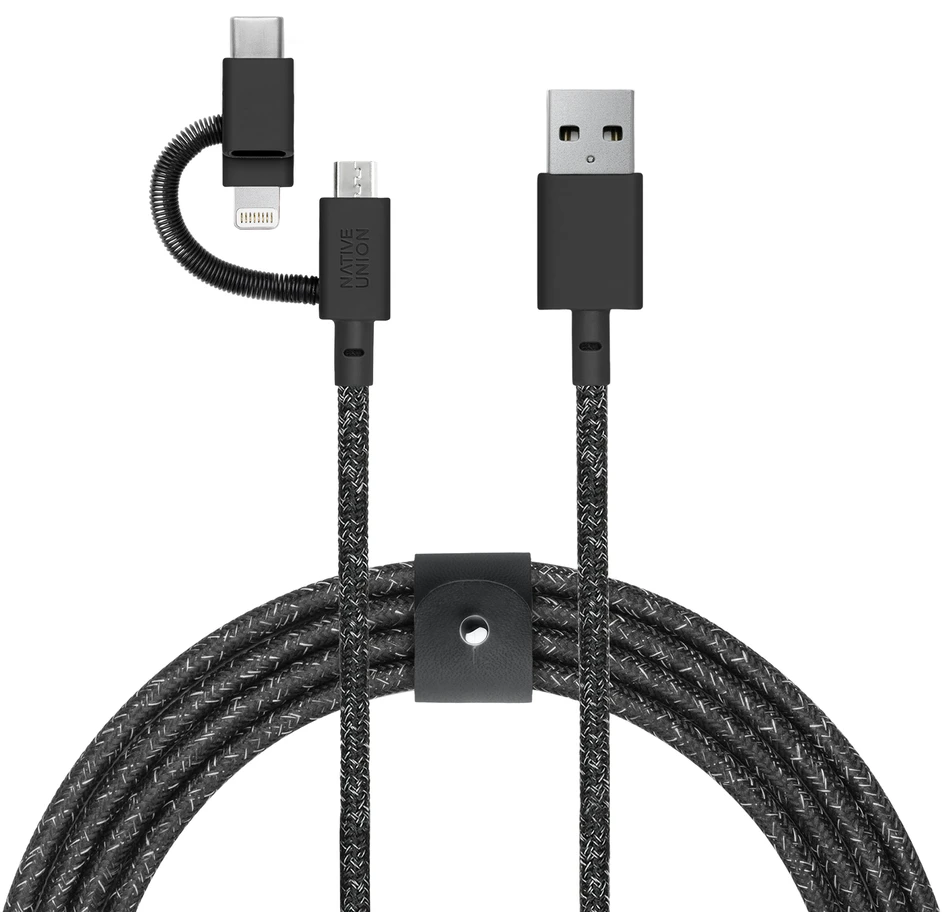 „Native Union Belt“ universalus laidas (USB-A ir USB-C, „Micro USB“, „Lightning“) 2 m, „cosmos“
