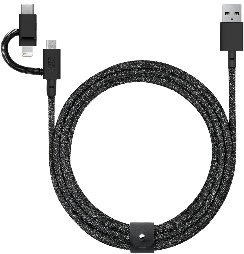 „Native Union Belt“ universalus laidas (USB-A ir USB-C, „Micro USB“, „Lightning“) 2 m, „cosmos“