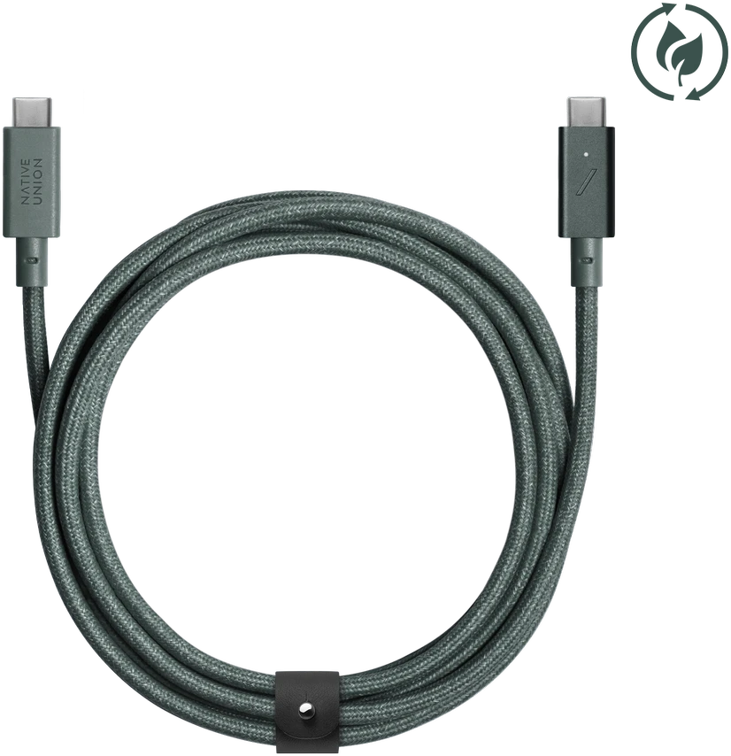 Native Union Belt Cable Pro 240W - kabelis USB-C - USB-C, 2,4 m (žalias)