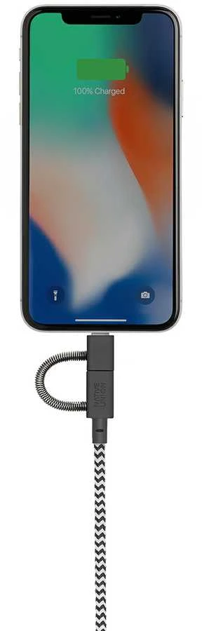 „Native Union Belt Cable Universal“ – USB-A – USB-C/Lightning/microUSB kabelis, 2 m (zebras)
