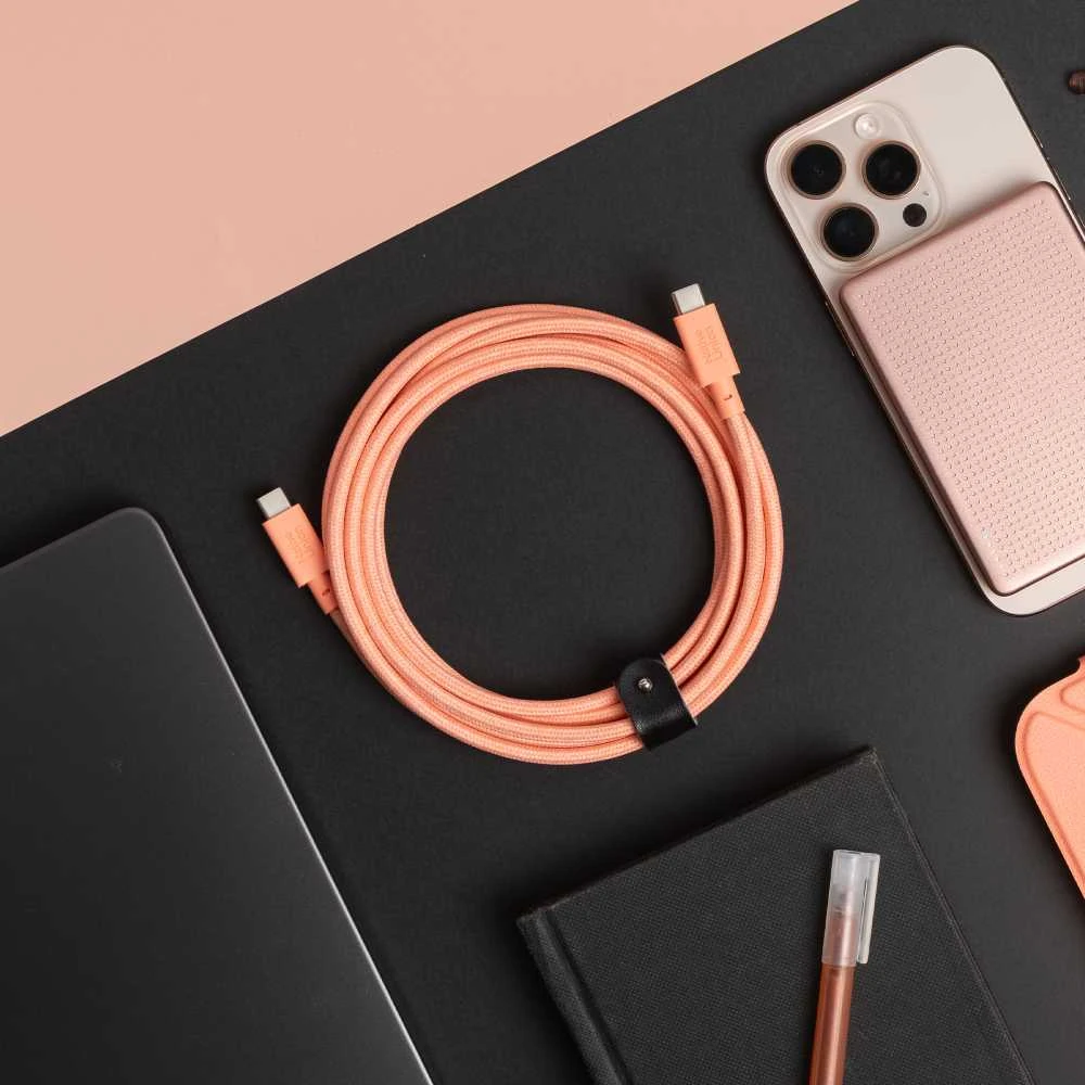 Native Union Belt Cable XL 100W - USB-C kabelis - USB-C, 3 m (abrikoso spalvos)