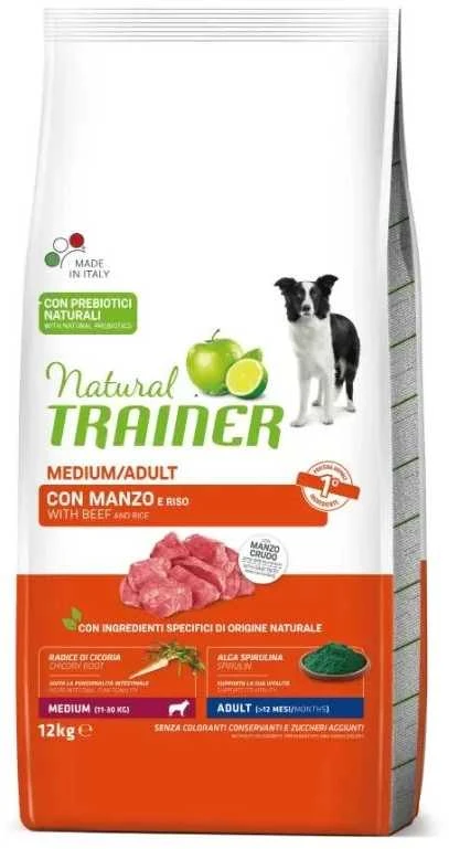 Natural Trainer Adult Medium sausas maistas su jautiena šunims 12kg