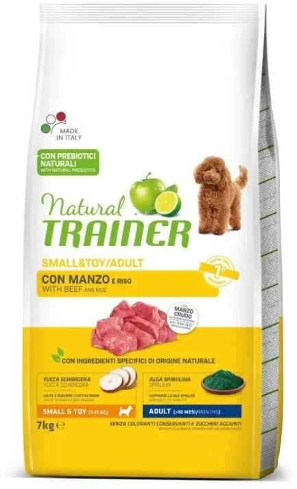 Trainer Natural Adult Mini sausas maistas su jautiena ir ryžiais šunims 7kg