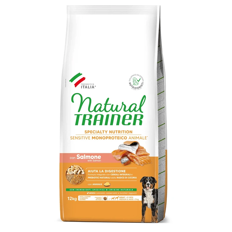 Natural Trainer ADULT DOG SENSITIVE be gliuteno Medium/Maxi su lašiša 3kg