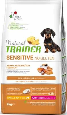 Natural Trainer DOG SENSITIVE be gliuteno PUPPY&amp;JUNIOR MINI su lašiša 2kg (6)