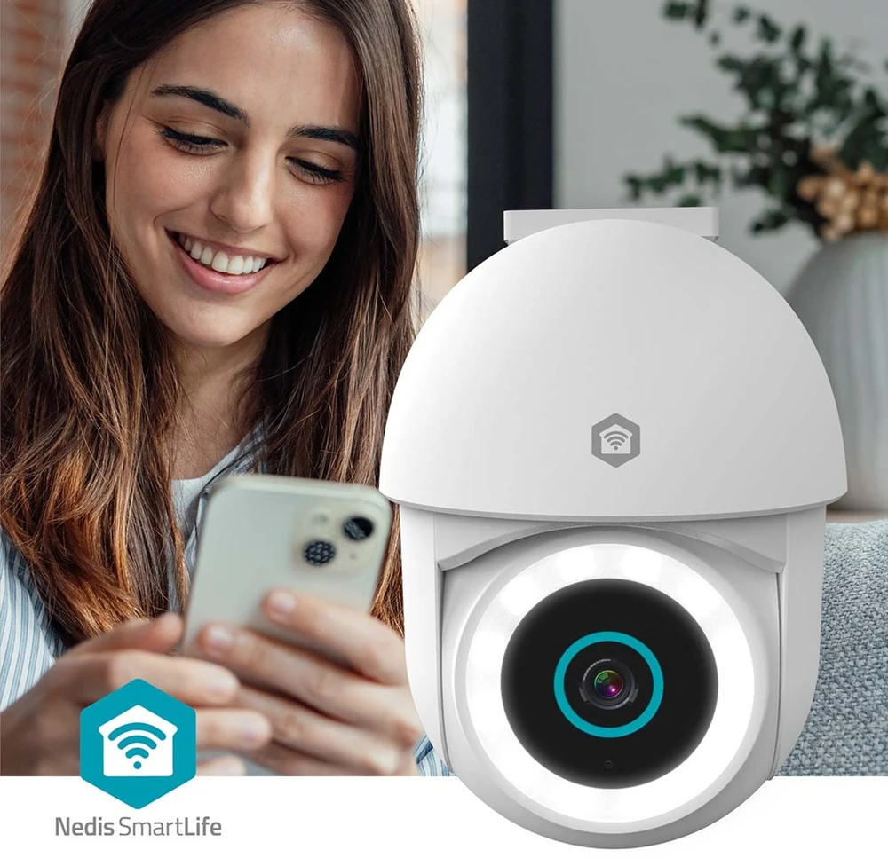 „Nedis Smartlife Wifi“ lauko kamera, IP65 judesio jutiklis, naktinio matymo funkcija, „Balta“